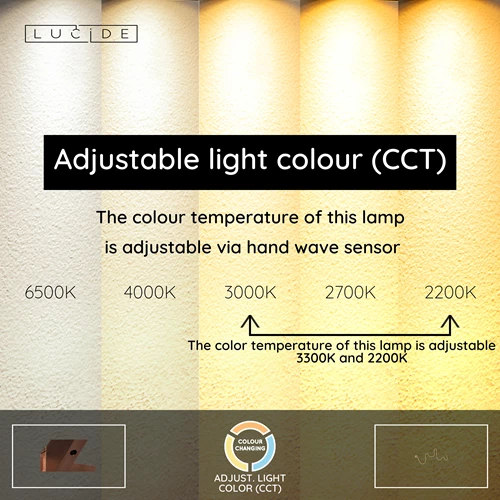 Lucide JANDERIN - Wall light - LED Dim. - CCT - 1x48W 2200K/3300K - Hand Wave Sensor - Champagne Color | Vibes - USP